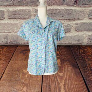 NORTHERN ISLES WOMEN SHORT SLEEVE FLORAL BLOUSE - SIZE SMALL